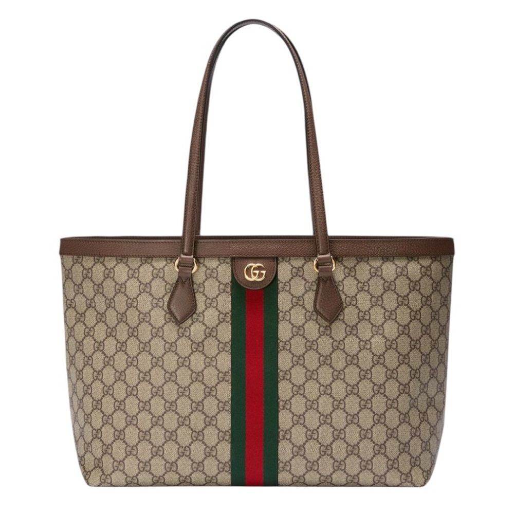 Gucci Ophidia GG Supreme Canvas Tote Bag Brown Green Red Stripe - Picture 2 of 16
